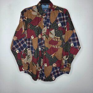 Vintage Chaps Ralph Lauren Button Up Shirt All Over Kangaroo Australia Men L